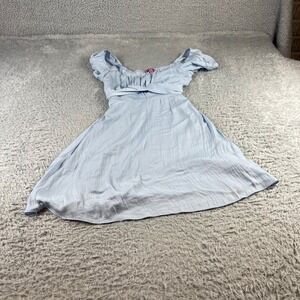 Mi Ami for Francesca's Light Blue Ruched Mini Dress Short Sleeve Size S